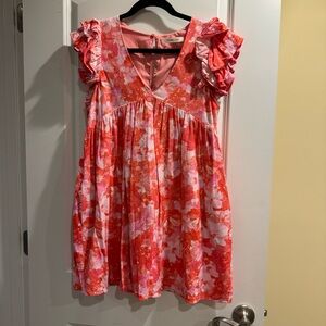 Mustard Seed Pink and Orange Floral Jumpsuit